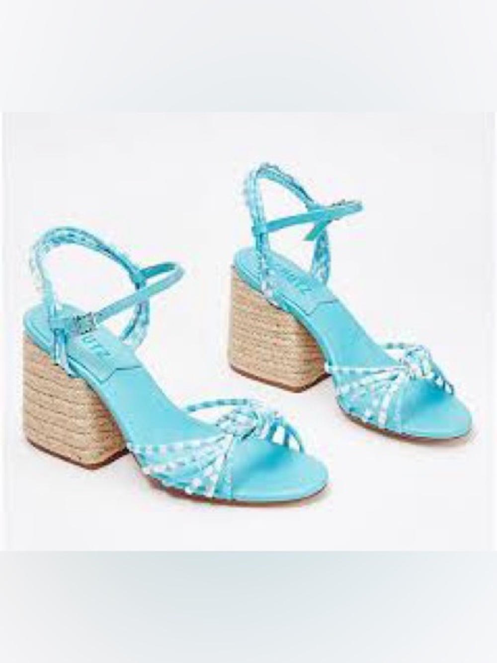 SCHUTZ Turquoise Braided Espadrille Wedge Sandals - Tiffany blue -new in box 8.5